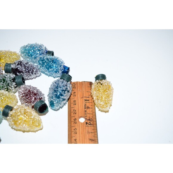 Vtg Christmas String Light covers Sugar Frost Bulb Snow yellow red blue green - Picture 4 of 5